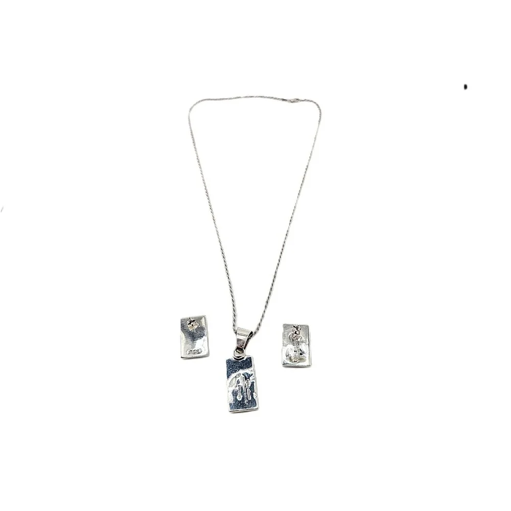 Authentic Patricia Becenti Navajo Inlay Necklace‎ & Earring Set Mosaic Jewelry**